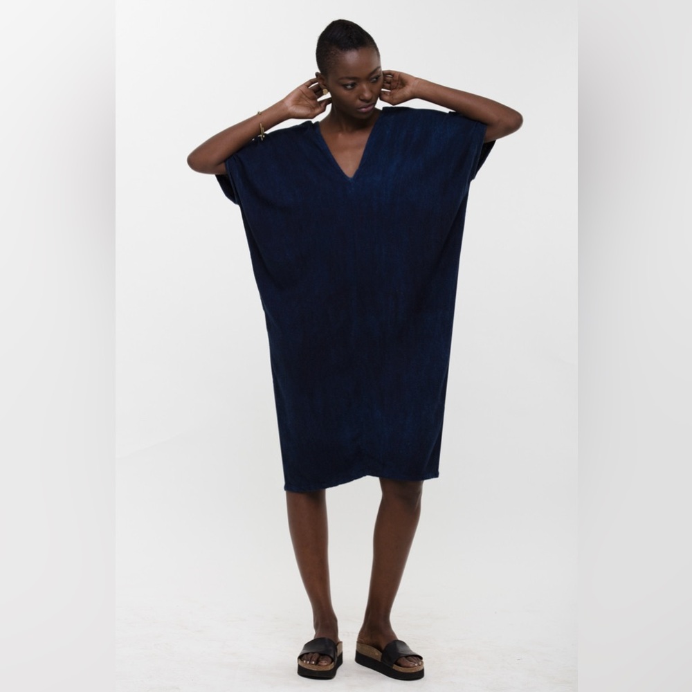 Osei Duro raw silk indigo dyed Sola Panel Dress